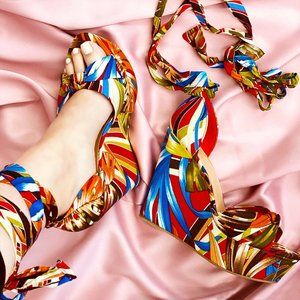 NEW🔥Tropical Print Open Toe Platform Wedge Sandal
